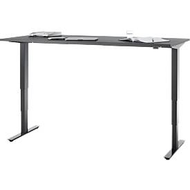 Schreibtisch, elektrisch höhenverstellbar, T-Fuß ohne Traverse, B 1800 x T 800 x H 605–1265 mm, graphit/schwarz